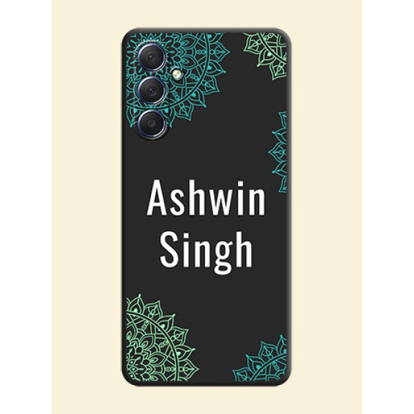 Your Name with Floral Design on Space Black Custom Soft Matte Back Cover - Galaxy F54 5G