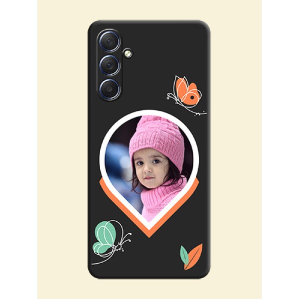 Upload Pic With Simple Butterly Design On Space Black Personalized Soft Matte Phone Covers - Galaxy F54 5G Upload Pic With Simple Butterly Design On Space Black Personalized Soft Matte Phone Covers - Galaxy F54 5G