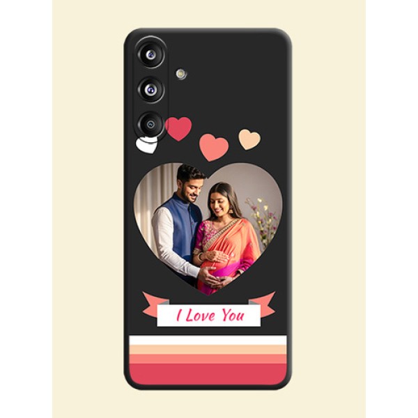 Love Shaped Photo with Colorful Stripes On Space Black Custom Soft Matte Mobile Back Cover - Galaxy F55 5G Love Shaped Photo with Colorful Stripes On Space Black Custom Soft Matte Mobile Back Cover - Galaxy F55 5G