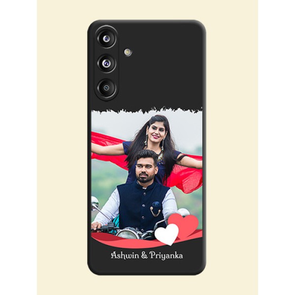Pin Color Love Shaped Ribbon Design with Text On Space Black Custom Soft Matte Mobile Back Cover - Galaxy F55 5G