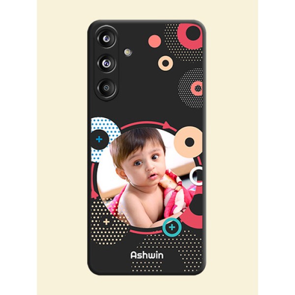 Multicoloured Round Image On Space Black Custom Soft Matte Mobile Back Cover - Galaxy F55 5G