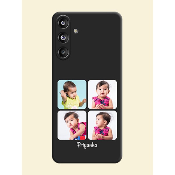 Floral Art with 6 Image Holder on Photo On Space Black Custom Soft Matte Mobile Back Cover - Galaxy F55 5G Floral Art with 6 Image Holder on Photo On Space Black Custom Soft Matte Mobile Back Cover - Galaxy F55 5G