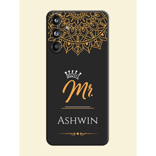 Mr Name with Floral Design On Space Black Custom Soft Matte Mobile Back Cover - Galaxy F55 5G Mr Name with Floral Design On Space Black Custom Soft Matte Mobile Back Cover - Galaxy F55 5G