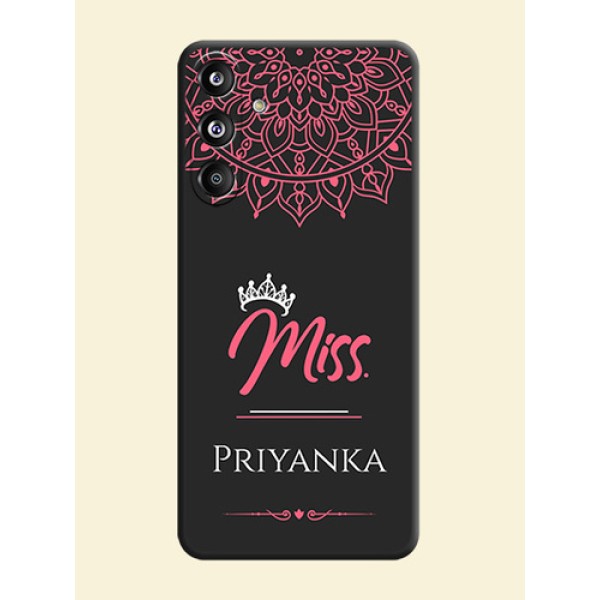 Mrs Name with Floral Design On Space Black Custom Soft Matte Mobile Back Cover - Galaxy F55 5G Mrs Name with Floral Design On Space Black Custom Soft Matte Mobile Back Cover - Galaxy F55 5G