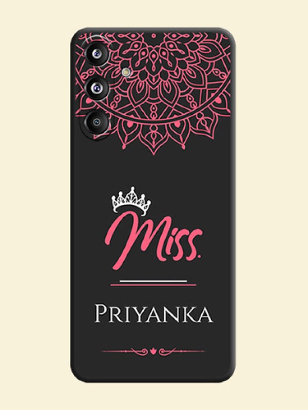 Mrs Name with Floral Design On Space Black Custom Soft Matte Mobile Back Cover - Galaxy F55 5G