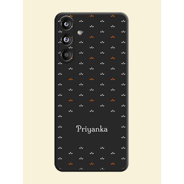 Simple Pattern With Custom Text On Space Black Custom Soft Matte Mobile Back Cover - Galaxy F55 5G Simple Pattern With Custom Text On Space Black Custom Soft Matte Mobile Back Cover - Galaxy F55 5G