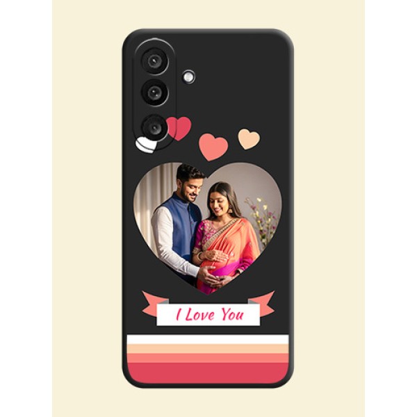 Love Shaped Photo with Colorful Stripes On Space Black Custom Soft Matte Mobile Back Cover - Samsung Galaxy F56 5G Love Shaped Photo with Colorful Stripes On Space Black Custom Soft Matte Mobile Back Cover - Samsung Galaxy F56 5G