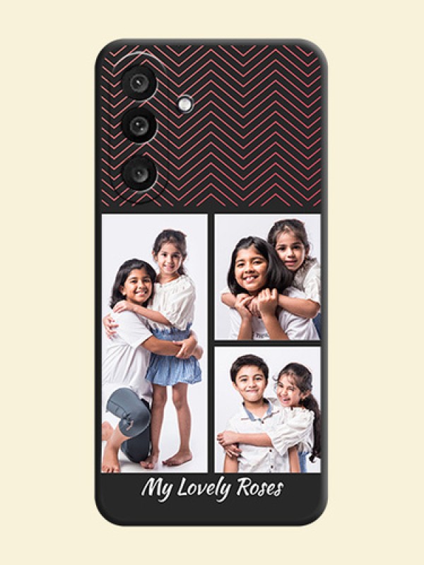 Wave Pattern with 3 Image Holder On Space Black Custom Soft Matte Mobile Back Cover - Samsung Galaxy F56 5G