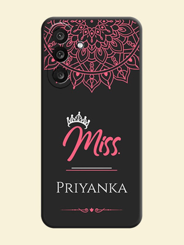 Mrs Name with Floral Design On Space Black Custom Soft Matte Mobile Back Cover - Samsung Galaxy F56 5G