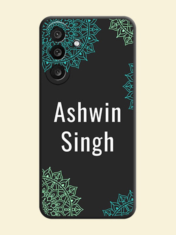 Your Name with Floral Design On Space Black Custom Soft Matte Mobile Back Cover - Samsung Galaxy F56 5G