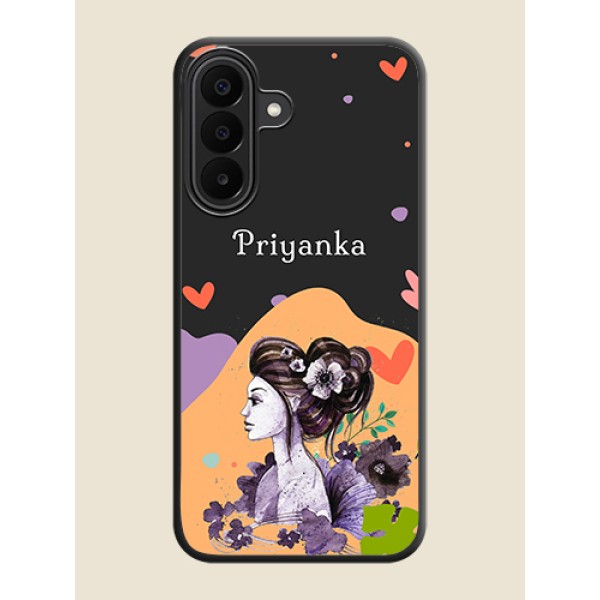 Namecase For Her With Fancy Lady Image On Space Black Custom Soft Matte Mobile Back Cover - Samsung Galaxy F70 Pro 5G Namecase For Her With Fancy Lady Image On Space Black Custom Soft Matte Mobile Back Cover - Samsung Galaxy F70 Pro 5G