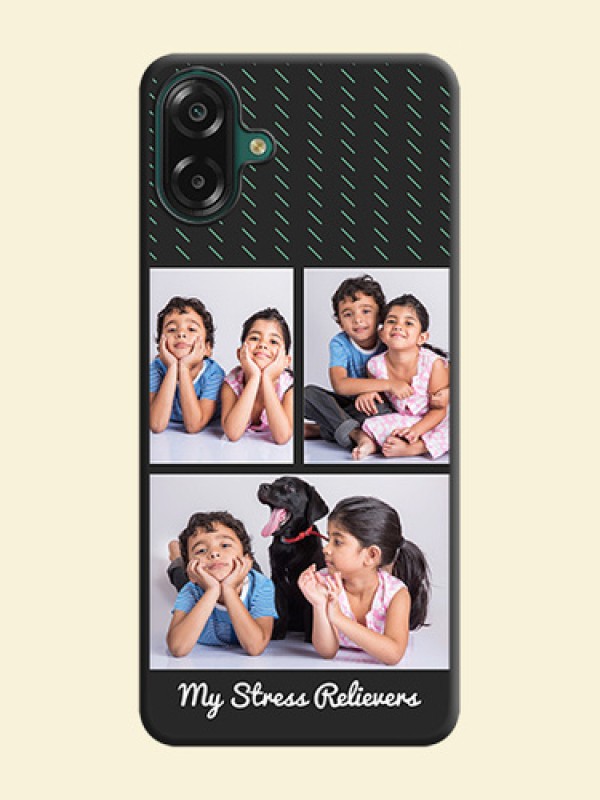 Cross Dotted Pattern with 2 Image Holder On Space Black Custom Soft Matte Mobile Back Cover - Samsung Galaxy F70e 5G