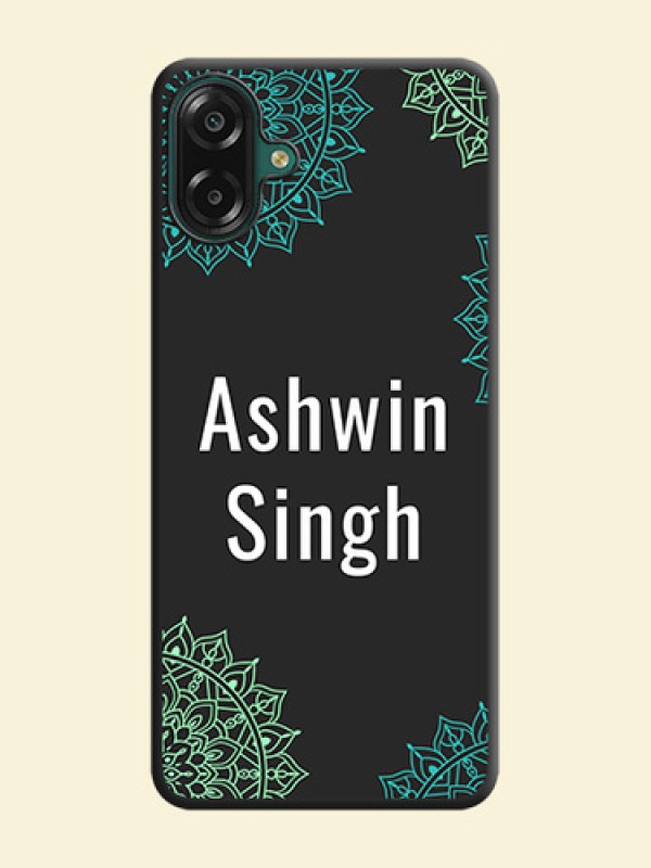 Your Name with Floral Design On Space Black Custom Soft Matte Mobile Back Cover - Samsung Galaxy F70e 5G