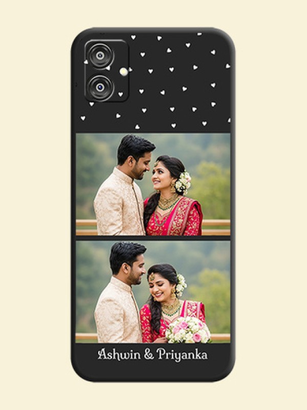 Miniature Love Symbols with Name on Space Black Custom Soft Matte Back Cover - Galaxy M04