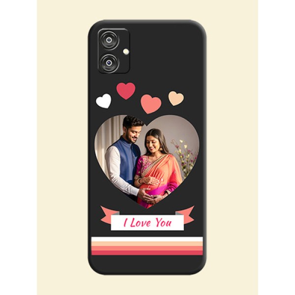 Love Shaped Photo with Colorful Stripes on Personalised Space Black Soft Matte Cases - Galaxy M04 Love Shaped Photo with Colorful Stripes on Personalised Space Black Soft Matte Cases - Galaxy M04