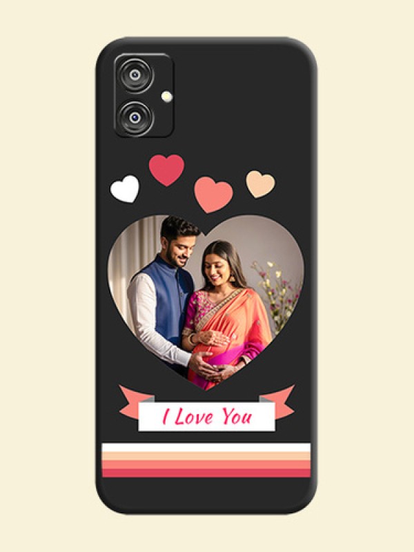 Love Shaped Photo with Colorful Stripes on Personalised Space Black Soft Matte Cases - Galaxy M04