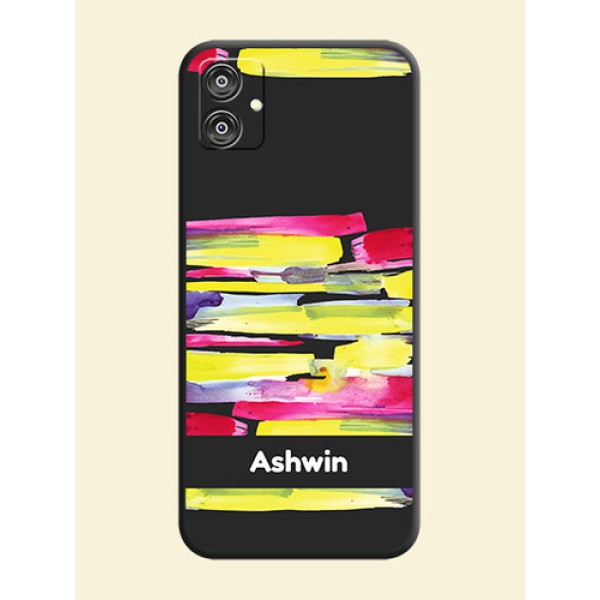 Brush Coloured on Space Black Personalized Soft Matte Phone Covers - Galaxy M04 Brush Coloured on Space Black Personalized Soft Matte Phone Covers - Galaxy M04