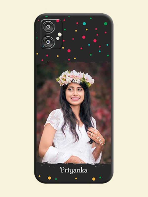 Multicolor Dotted Pattern with Text on Space Black Custom Soft Matte Phone Back Cover - Galaxy M04