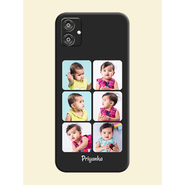 Floral Art with 6 Image Holder - Photo on Space Black Soft Matte Mobile Case - Galaxy M04 Floral Art with 6 Image Holder - Photo on Space Black Soft Matte Mobile Case - Galaxy M04