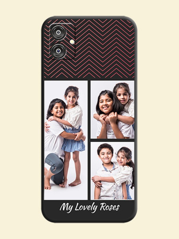 Wave Pattern with 3 Image Holder on Space Black Custom Soft Matte Back Cover - Galaxy M04