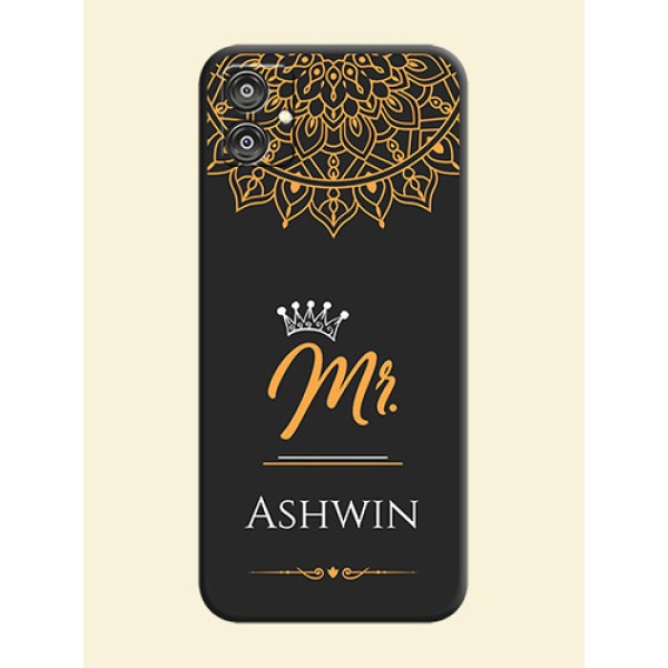 Mr Name with Floral Design on Personalised Space Black Soft Matte Cases - Galaxy M04 Mr Name with Floral Design on Personalised Space Black Soft Matte Cases - Galaxy M04