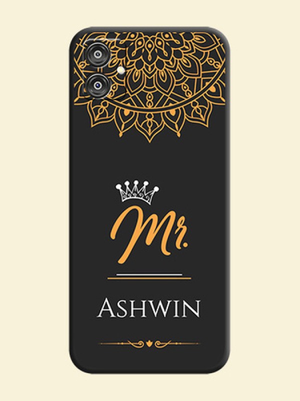 Mr Name with Floral Design on Personalised Space Black Soft Matte Cases - Galaxy M04