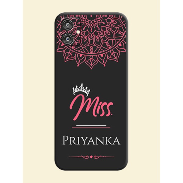 Mrs Name with Floral Design on Space Black Personalized Soft Matte Phone Covers - Galaxy M04 Mrs Name with Floral Design on Space Black Personalized Soft Matte Phone Covers - Galaxy M04