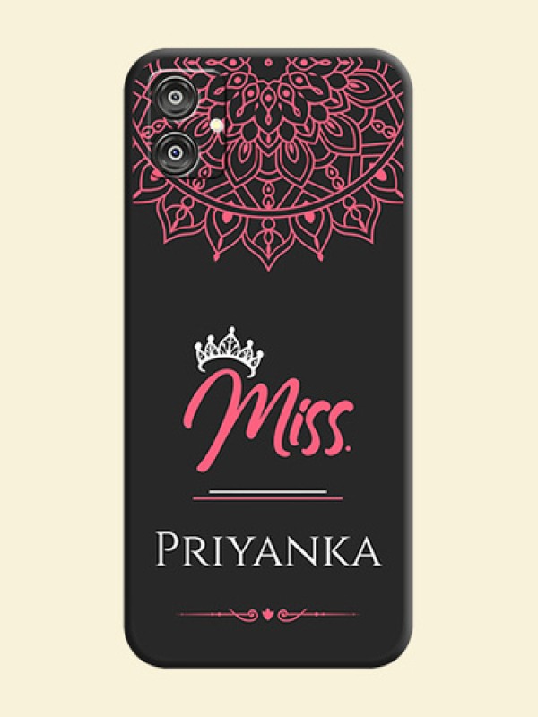 Mrs Name with Floral Design on Space Black Personalized Soft Matte Phone Covers - Galaxy M04