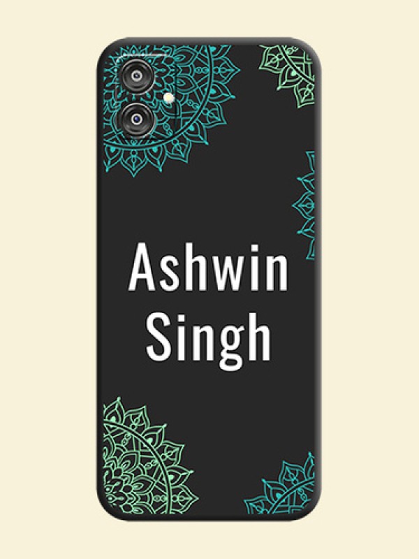 Your Name with Floral Design on Space Black Custom Soft Matte Back Cover - Galaxy M04