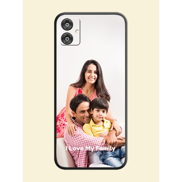 Full Single Pic Upload With Text On Space Black Personalized Soft Matte Phone Covers - Galaxy M04 Full Single Pic Upload With Text On Space Black Personalized Soft Matte Phone Covers - Galaxy M04