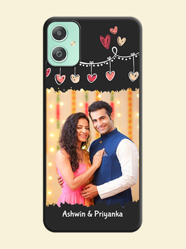Pink Love Hangings with Name On Space Black Custom Soft Matte Mobile Back Cover - Galaxy M05