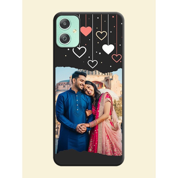 Love Hangings with Splash Wave Picture On Space Black Custom Soft Matte Mobile Back Cover - Galaxy M05 Love Hangings with Splash Wave Picture On Space Black Custom Soft Matte Mobile Back Cover - Galaxy M05