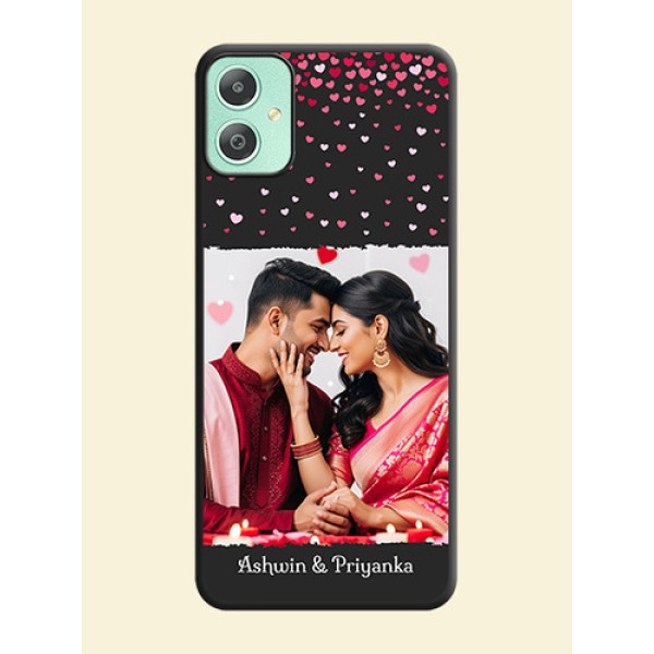 Fall in Love with Your Partner on Photo On Space Black Custom Soft Matte Mobile Back Cover - Galaxy M05 Fall in Love with Your Partner on Photo On Space Black Custom Soft Matte Mobile Back Cover - Galaxy M05