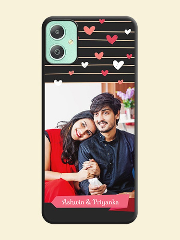 Love Pattern with Name on Pink Ribbon on Photo On Space Black Custom Soft Matte Mobile Back Cover - Galaxy M05