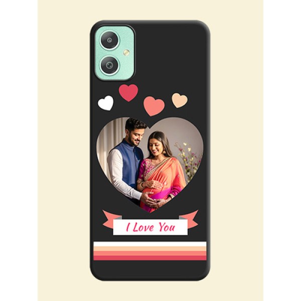 Love Shaped Photo with Colorful Stripes On Space Black Custom Soft Matte Mobile Back Cover - Galaxy M05 Love Shaped Photo with Colorful Stripes On Space Black Custom Soft Matte Mobile Back Cover - Galaxy M05