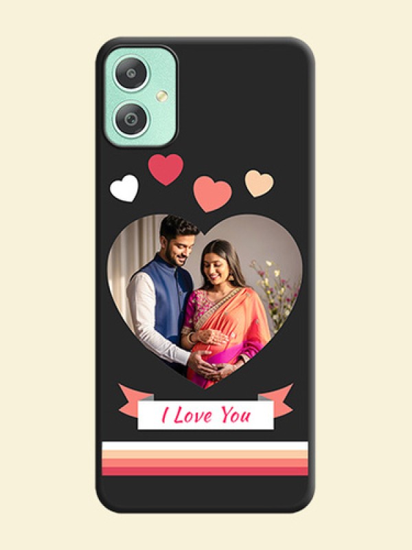 Love Shaped Photo with Colorful Stripes On Space Black Custom Soft Matte Mobile Back Cover - Galaxy M05