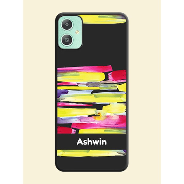 Brush Coloured On Space Black Custom Soft Matte Mobile Back Cover - Galaxy M05 Brush Coloured On Space Black Custom Soft Matte Mobile Back Cover - Galaxy M05