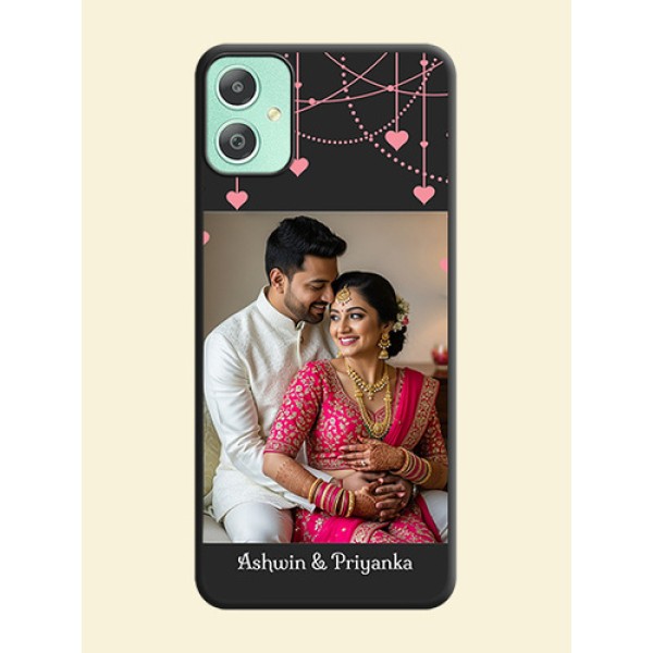 Pink Love Hangings with Text On Space Black Custom Soft Matte Mobile Back Cover - Galaxy M05 Pink Love Hangings with Text On Space Black Custom Soft Matte Mobile Back Cover - Galaxy M05
