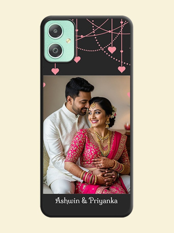 Pink Love Hangings with Text On Space Black Custom Soft Matte Mobile Back Cover - Galaxy M05