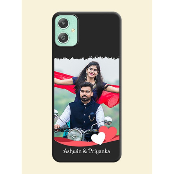 Pin Color Love Shaped Ribbon Design with Text On Space Black Custom Soft Matte Mobile Back Cover - Galaxy M05 Pin Color Love Shaped Ribbon Design with Text On Space Black Custom Soft Matte Mobile Back Cover - Galaxy M05