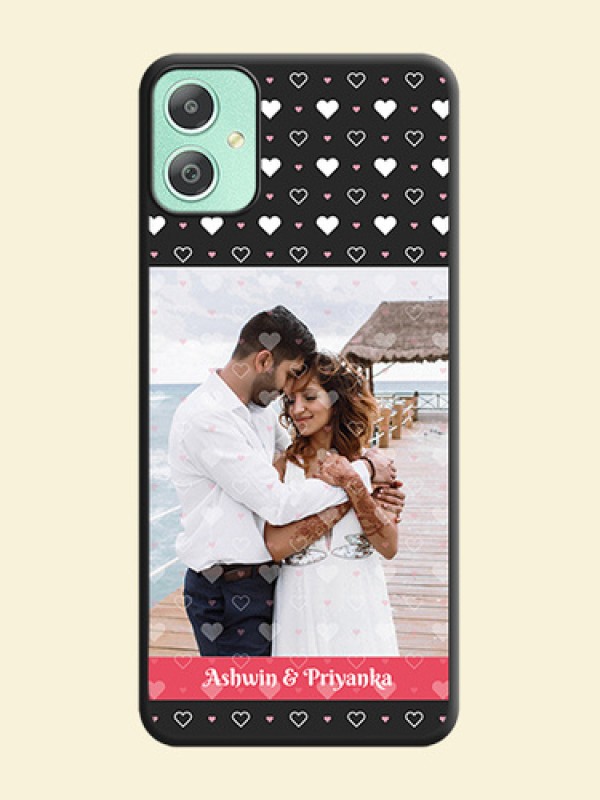 White Color Love Symbols with Text Design on Photo On Space Black Custom Soft Matte Mobile Back Cover - Galaxy M05