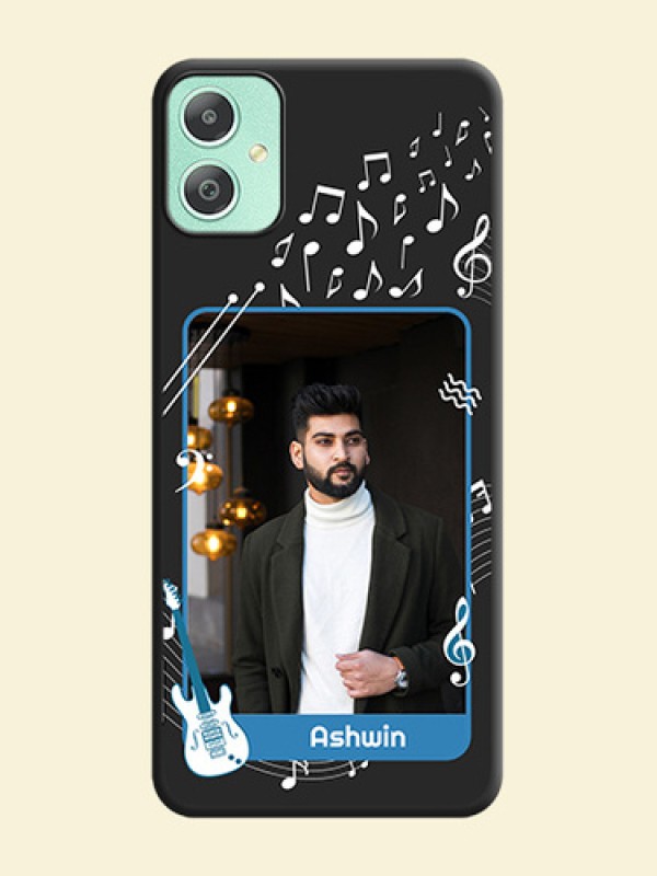 Musical Theme Design with Text on Photo On Space Black Custom Soft Matte Mobile Back Cover - Galaxy M05