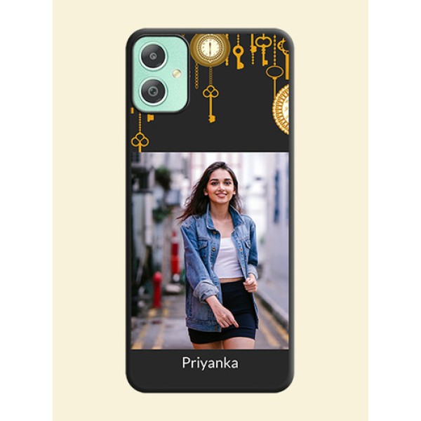 Decorative Design with Text On Space Black Custom Soft Matte Mobile Back Cover - Galaxy M05
