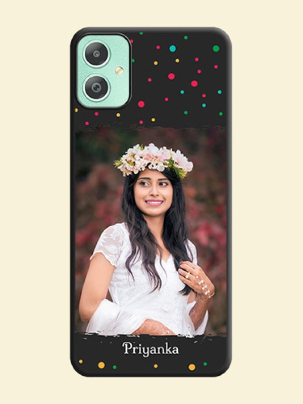 Multicolor Dotted Pattern with Text On Space Black Custom Soft Matte Mobile Back Cover - Galaxy M05
