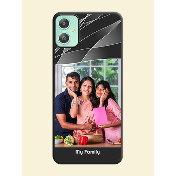 Mixed Wave Lines on Photo On Space Black Custom Soft Matte Mobile Back Cover - Galaxy M05 Mixed Wave Lines on Photo On Space Black Custom Soft Matte Mobile Back Cover - Galaxy M05