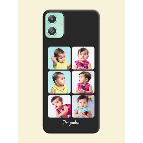 Floral Art with 6 Image Holder on Photo On Space Black Custom Soft Matte Mobile Back Cover - Galaxy M05 Floral Art with 6 Image Holder on Photo On Space Black Custom Soft Matte Mobile Back Cover - Galaxy M05