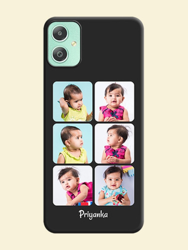 Floral Art with 6 Image Holder on Photo On Space Black Custom Soft Matte Mobile Back Cover - Galaxy M05