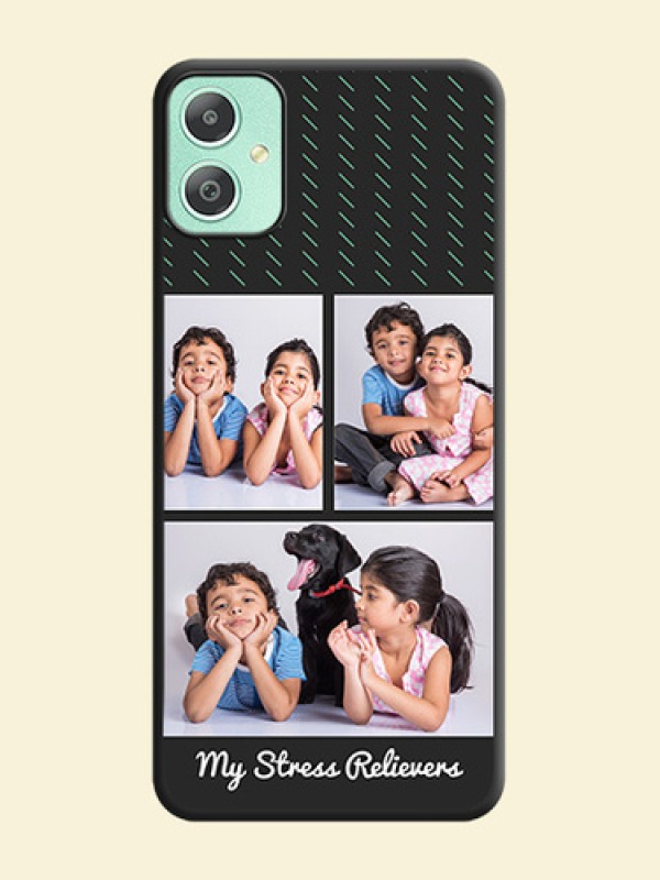 Cross Dotted Pattern with 2 Image Holder On Space Black Custom Soft Matte Mobile Back Cover - Galaxy M05