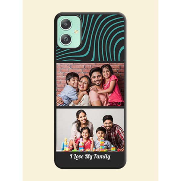 Wave Pattern with 2 Image Holder On Space Black Custom Soft Matte Mobile Back Cover - Galaxy M05 Wave Pattern with 2 Image Holder On Space Black Custom Soft Matte Mobile Back Cover - Galaxy M05