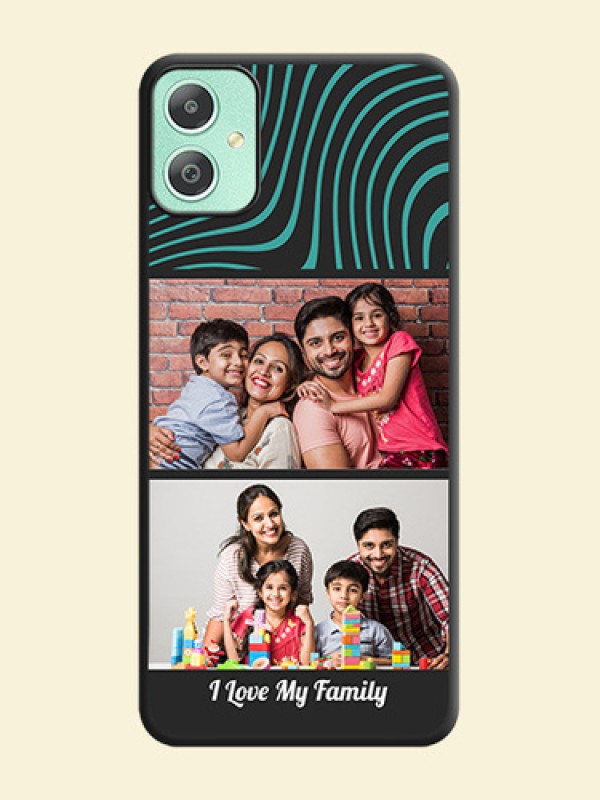 Wave Pattern with 2 Image Holder On Space Black Custom Soft Matte Mobile Back Cover - Galaxy M05